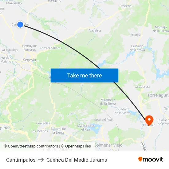 Cantimpalos to Cuenca Del Medio Jarama map