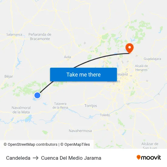 Candeleda to Cuenca Del Medio Jarama map