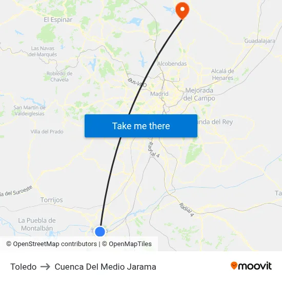Toledo to Cuenca Del Medio Jarama map