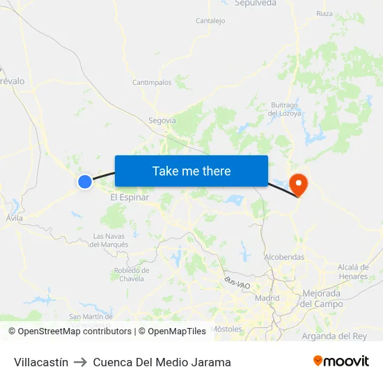 Villacastín to Cuenca Del Medio Jarama map