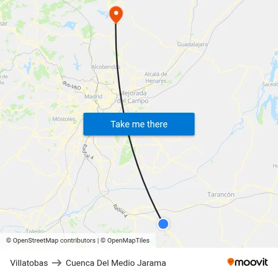 Villatobas to Cuenca Del Medio Jarama map