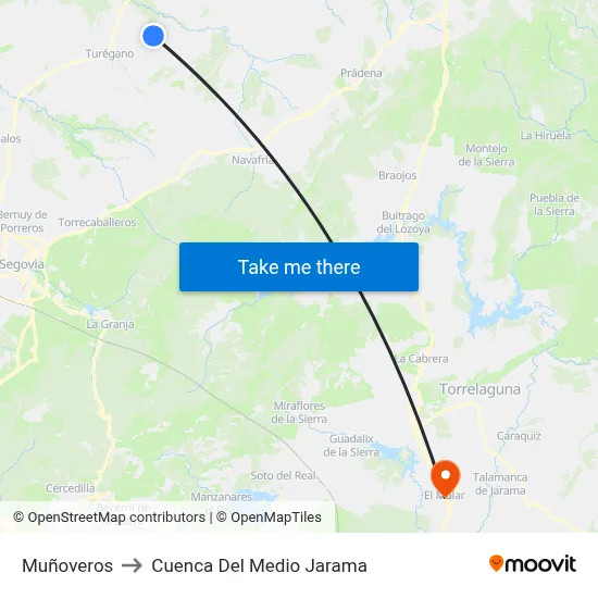 Muñoveros to Cuenca Del Medio Jarama map