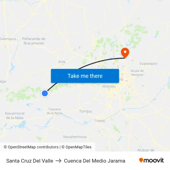 Santa Cruz Del Valle to Cuenca Del Medio Jarama map