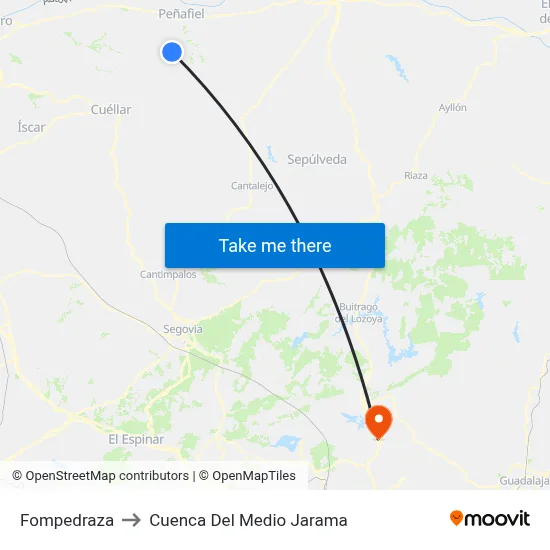 Fompedraza to Cuenca Del Medio Jarama map