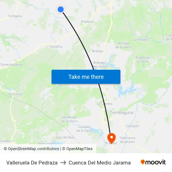 Valleruela De Pedraza to Cuenca Del Medio Jarama map