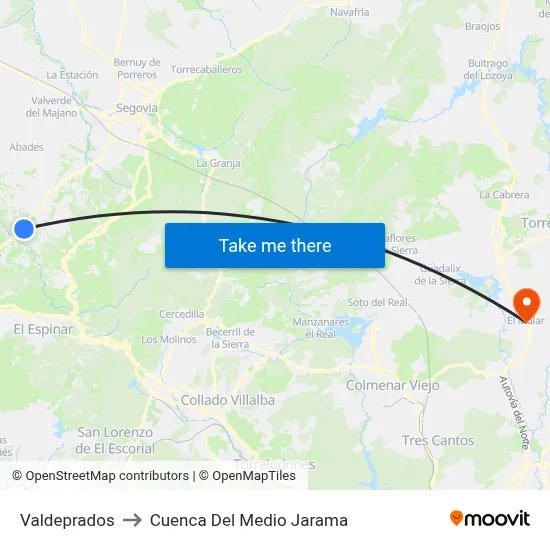 Valdeprados to Cuenca Del Medio Jarama map