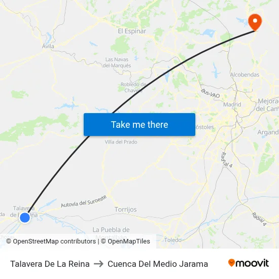 Talavera De La Reina to Cuenca Del Medio Jarama map