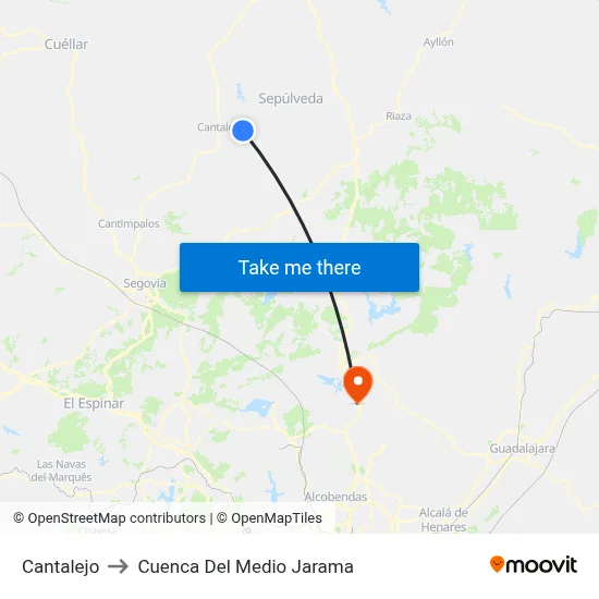 Cantalejo to Cuenca Del Medio Jarama map