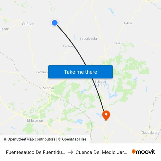 Fuentesaúco De Fuentidueña to Cuenca Del Medio Jarama map
