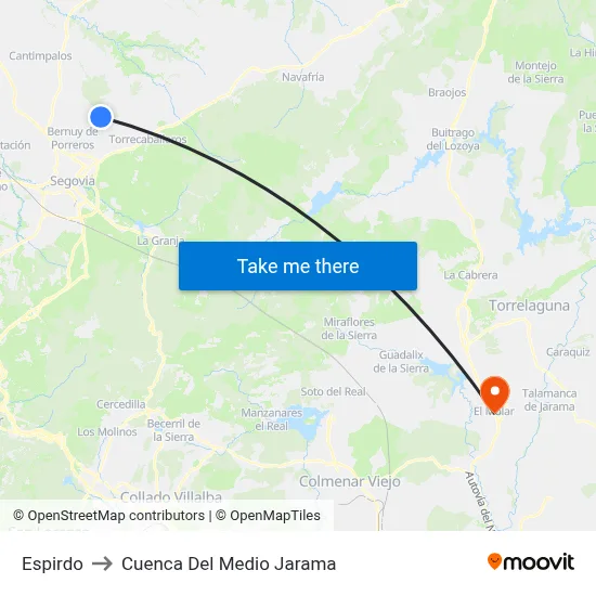 Espirdo to Cuenca Del Medio Jarama map