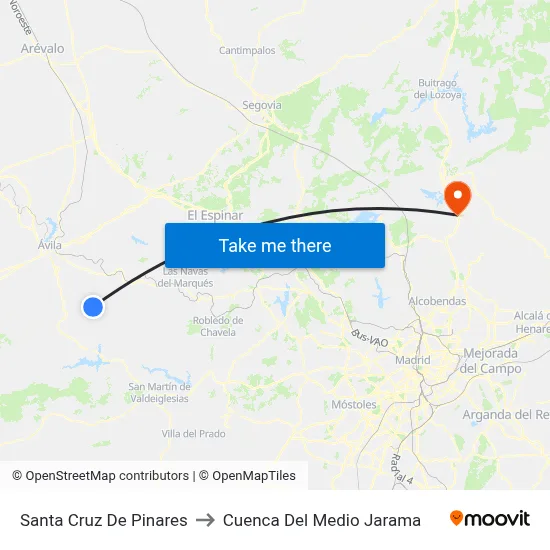 Santa Cruz De Pinares to Cuenca Del Medio Jarama map