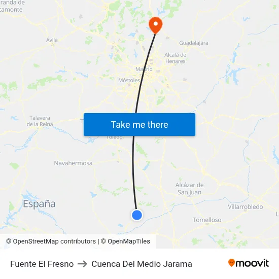 Fuente El Fresno to Cuenca Del Medio Jarama map