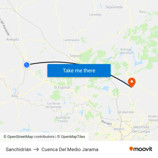 Sanchidrián to Cuenca Del Medio Jarama map