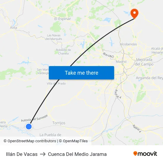 Illán De Vacas to Cuenca Del Medio Jarama map