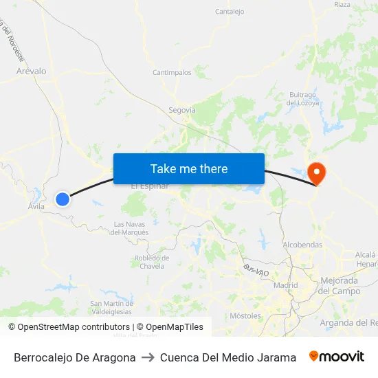 Berrocalejo De Aragona to Cuenca Del Medio Jarama map