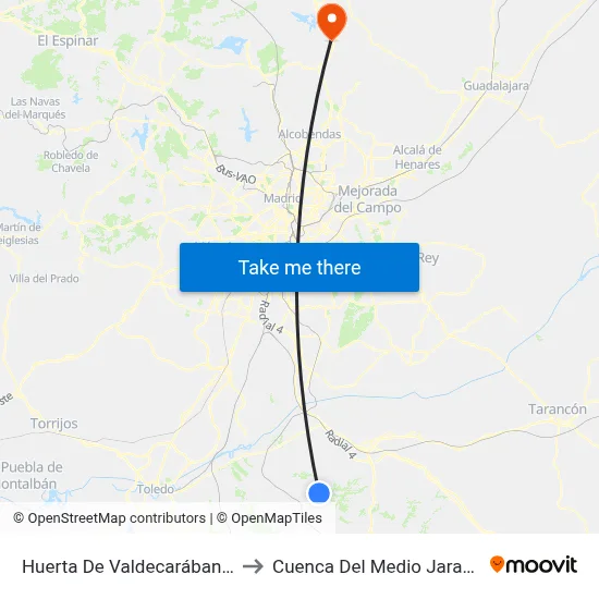 Huerta De Valdecarábanos to Cuenca Del Medio Jarama map