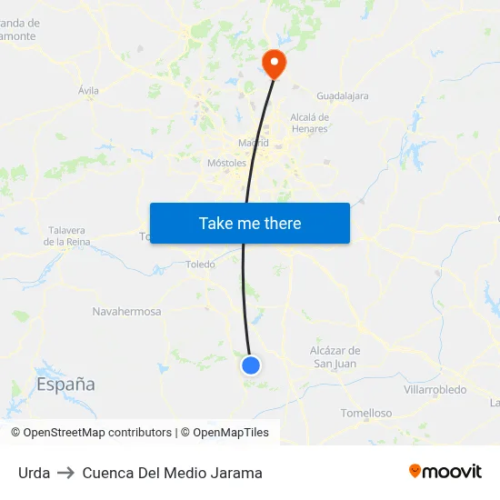 Urda to Cuenca Del Medio Jarama map