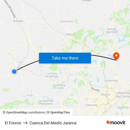El Fresno to Cuenca Del Medio Jarama map