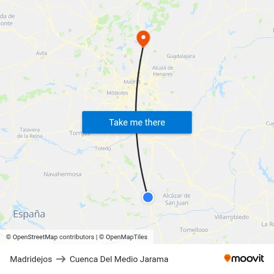 Madridejos to Cuenca Del Medio Jarama map