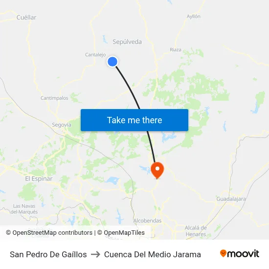 San Pedro De Gaíllos to Cuenca Del Medio Jarama map