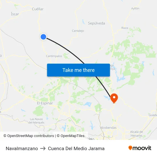 Navalmanzano to Cuenca Del Medio Jarama map