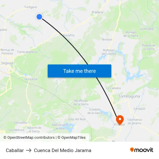 Caballar to Cuenca Del Medio Jarama map