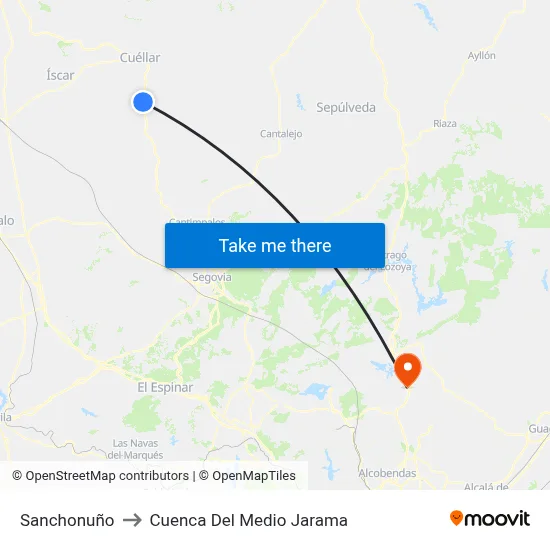 Sanchonuño to Cuenca Del Medio Jarama map