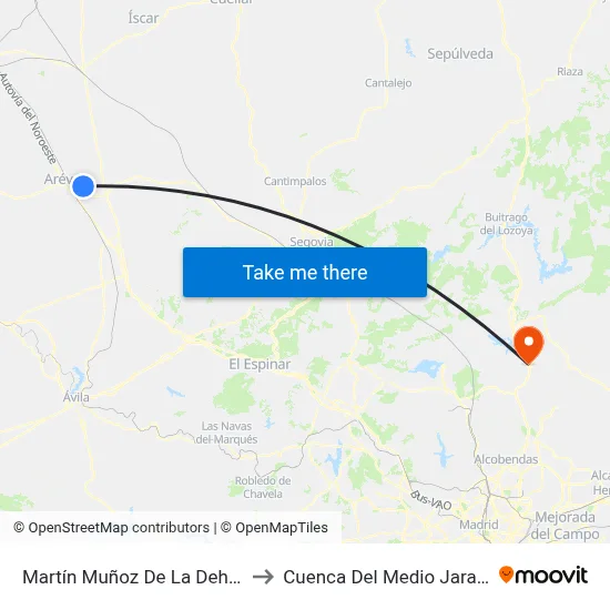 Martín Muñoz De La Dehesa to Cuenca Del Medio Jarama map