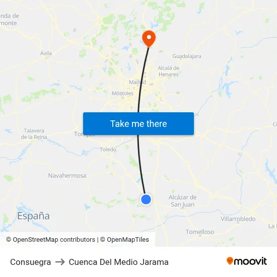 Consuegra to Cuenca Del Medio Jarama map