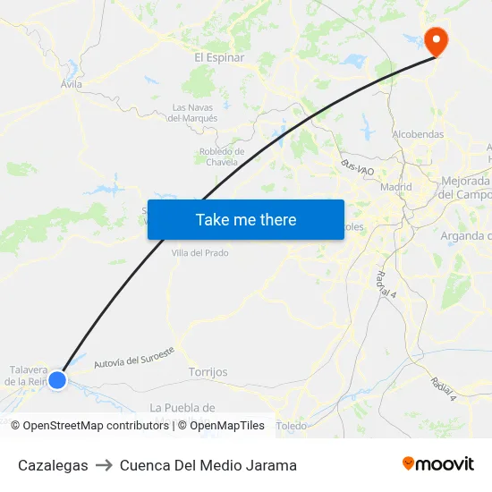 Cazalegas to Cuenca Del Medio Jarama map