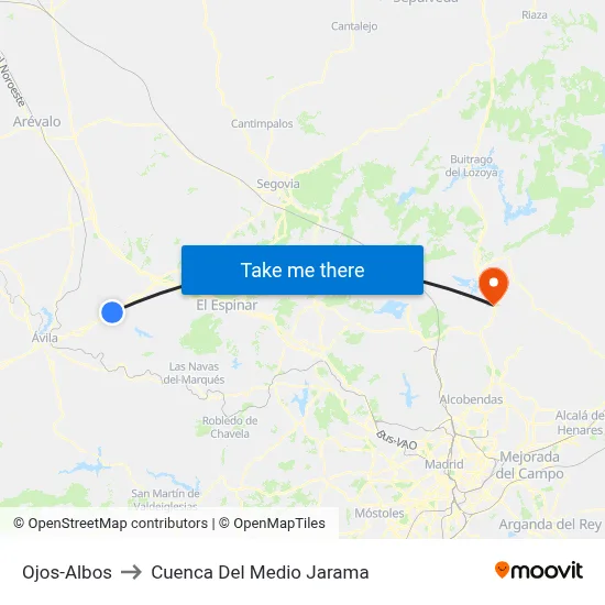 Ojos-Albos to Cuenca Del Medio Jarama map