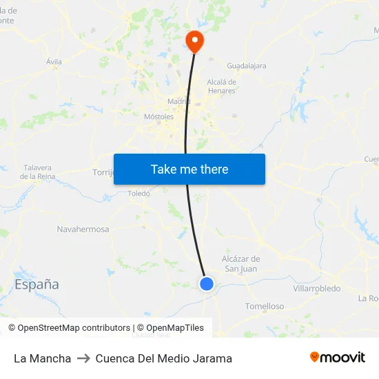 La Mancha to Cuenca Del Medio Jarama map