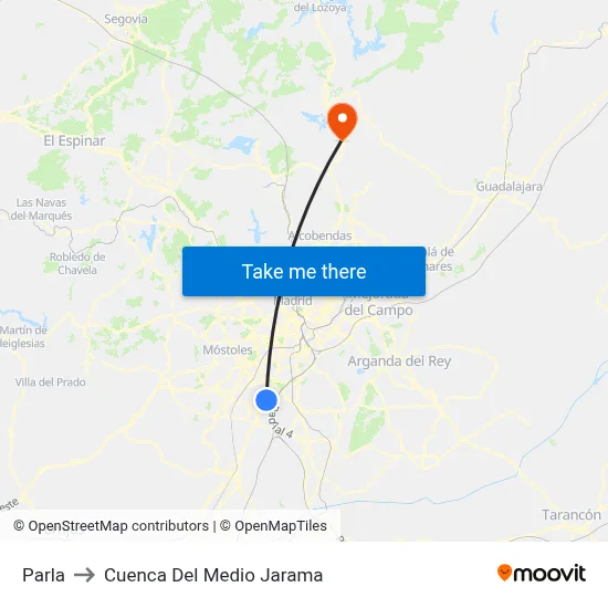 Parla to Cuenca Del Medio Jarama map
