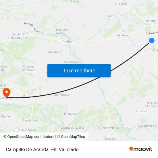 Campillo De Aranda to Vallelado map