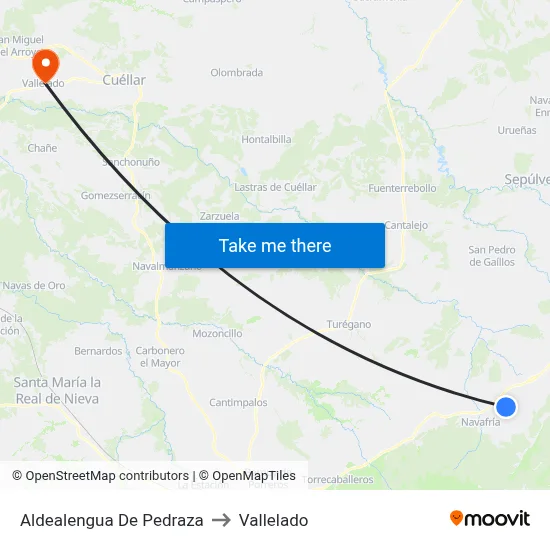 Aldealengua De Pedraza to Vallelado map