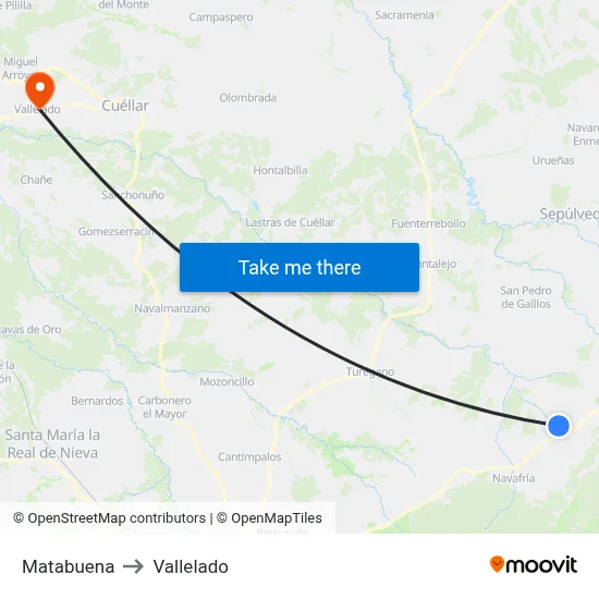 Matabuena to Vallelado map