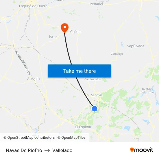 Navas De Riofrío to Vallelado map