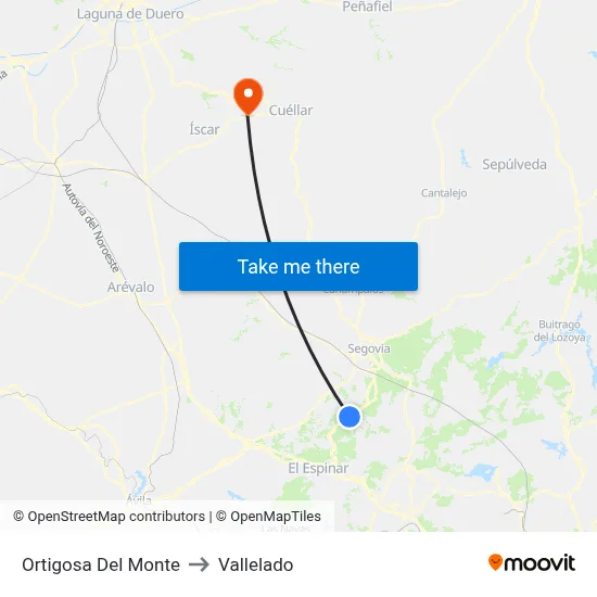 Ortigosa Del Monte to Vallelado map