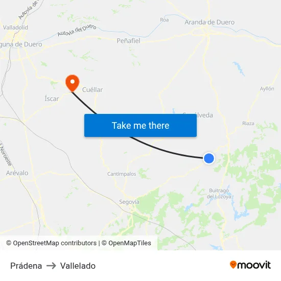 Prádena to Vallelado map