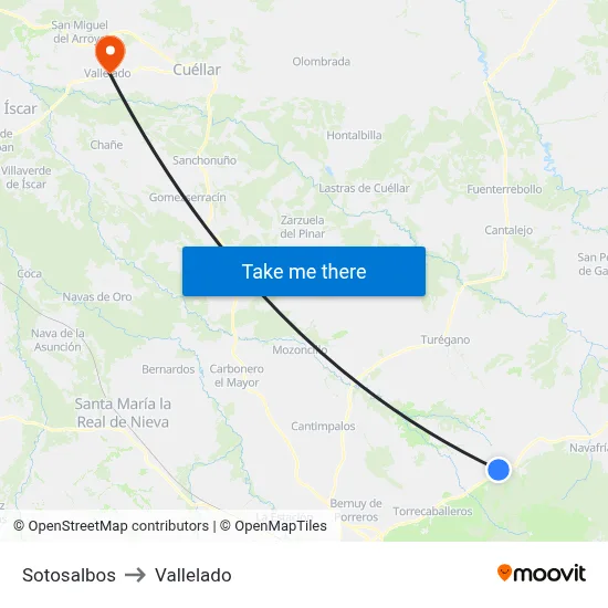 Sotosalbos to Vallelado map