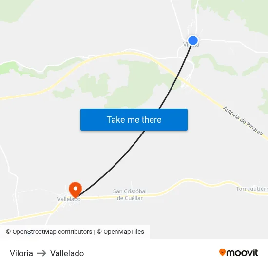 Viloria to Vallelado map