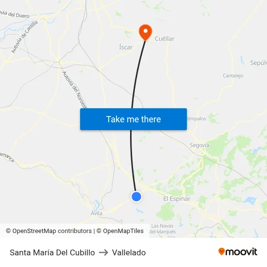 Santa María Del Cubillo to Vallelado map
