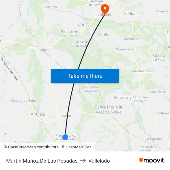 Martín Muñoz De Las Posadas to Vallelado map