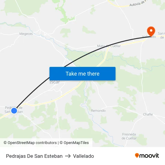 Pedrajas De San Esteban to Vallelado map