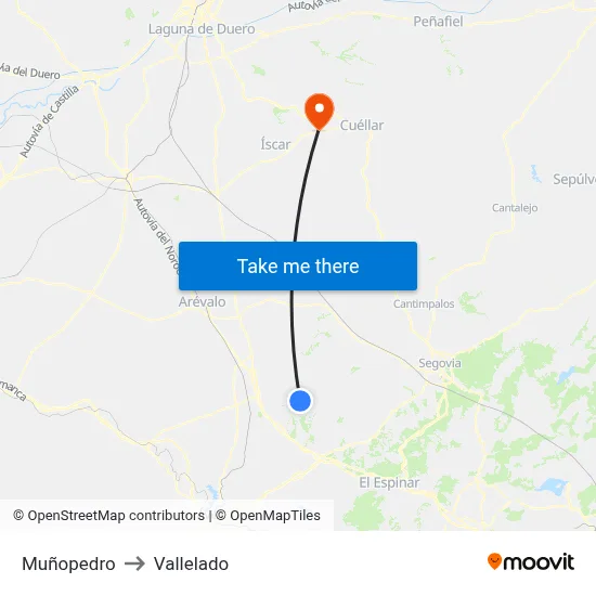 Muñopedro to Vallelado map