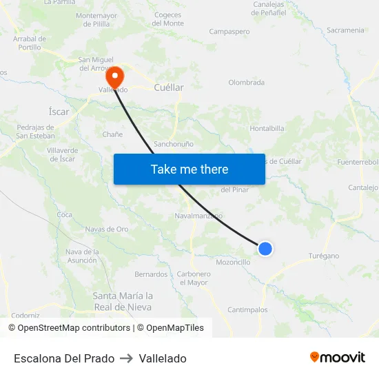 Escalona Del Prado to Vallelado map