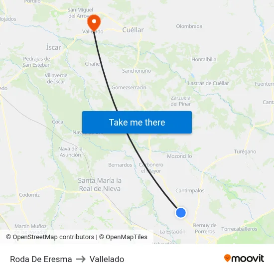 Roda De Eresma to Vallelado map