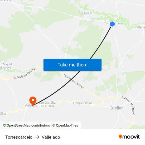 Torrescárcela to Vallelado map