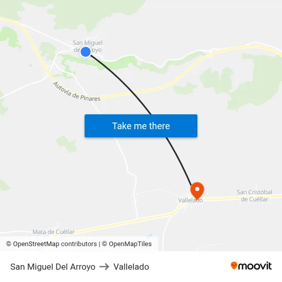 San Miguel Del Arroyo to Vallelado map