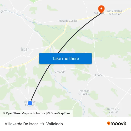 Villaverde De Íscar to Vallelado map